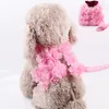 Colliers de chien fleurs roses harnais laisse ensemble accessoires mignon chiot chat sangle de poitrine laisses gilet pour Chihuahua Yorkshire Terrier Teddy animal de compagnie