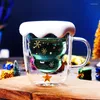 Mokken 2022 Creatieve kerstmokglasstructuur Star Cup Hoge temperatuur Dubbel water feest Kmas geschenken opvouwbare reizen