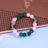 Bangle Drop Ship Sorority Organization Sign Quality 10MM Pink Green Beaded Elastic Bracelets Sisterhood Service Jewelry