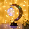 Decoración de fiesta, luces de luna Led de Metal con lámpara brillante, bola Takraw, guirnalda de lino Natural hecha a mano, noche de Ramadán, boda campestre