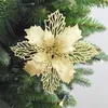 Christmas Decorations 10PCS 15cm Plastic Simulation Glitter Hollow Flower Wedding Artificial Flowers Valentine's Day Decoration