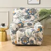 Stoelhoezen 4 stuks Recliner bankafdekking voor woonkamer Elastische bloemenprintbeschermer met zak ontspannen fauteuil