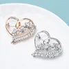 Broches Wulibaby Rhinestone Heart for Women Unisex 2-Color Love Party Casual Broche Pins Gfits