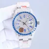 Relojes de pulsera Reloj de diamantes Reloj mecánico para hombre 41 mm Stainls Correa de acero Movimiento Zafiro Impermeable Dig