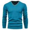 Suéteres para hombre 2022 nuevo 100% algodón pulóver V-Ne #39S suéter Color sólido manga larga otoño Delgado Casual Pull Cloing G221018