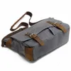 Bolsa masculina vintage de lazer, bolsa crossbody grossa de cera, bolsa de ombro de lona casual para meninos