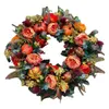 Decorative Flowers 45/40/30cm Thanksgiving Wreaths Fall Door Wreath Peony Pumpkin Artificial Autumn Front For Home Decor