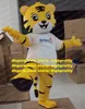 Fantaisie Jaune Roi Tigre Mascotte Costume Mascotte Tigerkin Tigris Regalis Tigrou Avec T-Shirt Blanc Longue Queue No.1400 Navire Libre