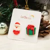 10Pair Christmas Earrings Fashion Creativity Santa Claus Snowman Asymmetry Ear Studs