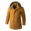 Men's Down Jackets Washed Cotton Winter Jacket Men Casual Hooded Warm Parka Coat Windproof Military C0KJ