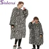 Outros vestuário zebra luxuosos com zíper com zíper de tamanho duplo com mangas com mangas sherpa flanela fofa gigante tv manta women t2221018