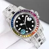 Zegarek na rękę Diamond Mens Watch 40 mm Automatyczne mechaniczne zegarek Rainbow Square Diamonds Diamb Sapphire Dign zegarek Montre de Luxe