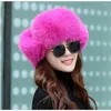 Berets Fur Hat For Women Natural Raccoon Russian Hats Winter Thick Warm Ears Fashion Cap Silver Lady