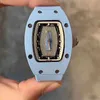 럭셔리 메커니즘 시계 손목 시계 비즈니스 레저 RM07-01 완전 자동 기계식 블루 세라믹 테이프 여성