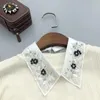 Papillon in pizzo floreale colletto finto per donna fiore fatto a mano perline decorazione maglione camicia falsa colletti staccabili