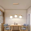 Kroonluchters Noordse houten kroonluchter LED Witglasbal voor woonkamer eetkeuken E27 Design Home Lighting Armaturen