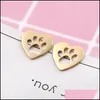 Stud Bear Paw Confidante Orecchini Gioielli Lady Placcato Oro Scavando Amore Cuore Impronta Orecchini a bottone San Valentino Semplicità 2 Dhxzp