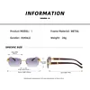 Sunglasses Luxury Rimless Square Men Brand Designer Frameless Gradient Sun Glasses Women Fashion Vintage Wooden