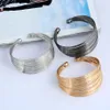 Punk Eenvoudig Ontwerp Multilayer Manchet Metalen Draden Snaren Open Bangle Brede Manchet Armband Voor Vrouwen Meisje Mode-sieraden Accessoires Cadeau