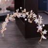 ヘッドピースクリスタルフラワーヘッドバンドヘッドドレスエクサイターの花柄のブライダルアクセサリー