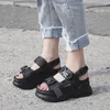 Sandały Miaoguan Summer Women Burek Black White Buty Platform