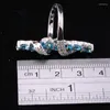 Wedding Rings Dazzling Sky Blue Gems Onyx & White Silver Plated Argent Jewelry Us# Size 6 / 7 8 9 S0840