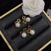 Women Pearl Stud Earrings Designer 925 Silver Diamond Earring Fashion Letter Ear Studs Lady Luxury Hoops F Designers Jewelry With 307O