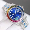 Orologi da polso Orologio da uomo con diamanti Orologio meccanico automatico da 40 mm Quadrante con diamanti quadrati arcobaleno Orologio da polso Dign con zaffiro Montre De Luxe