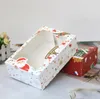 Julklapp Box Santa Papercard Kraft Present Party Favor Baking Cake Box Muffin Paper Packing SN6844