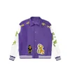 Mens Ceketler Moda Varsity Ceket Hayvan Mektubu Havlu Havlu Tığ işi Çiçek Beyzbol Ceket Çiftler Kadınlar Ceket Giyim Luis 64mi# Hz67