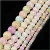 Crystal Natural Color Frizzling Crystal Beads Cracked Quartz Round Bead Spacer Loose For Diy Bracelet Necklace Jewelry Making Drop D Dhhkc