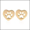 Stud Bear Paw Confidante Orecchini Gioielli Lady Placcato Oro Scavando Amore Cuore Impronta Orecchini a bottone San Valentino Semplicità 2 Dhxzp