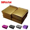 50 adet çok farklı özellikler altın kaplama kağıt kabarcık zarfları torbalar postalar yastıklı zarf baloncuk posta çantası223x