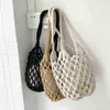 Abendtasche 2021 Neue Baumwollfaden Gestrickt Frauen Eimer Handtaschen Damen Net Hohl Sets Koreanische Weibliche Gewebte Schulter Ganze Verkauf Y220304