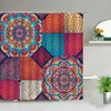 Rideaux de douche bohême rideau ensemble inde Mandala fleur géométrique imprimé bain tissu imperméable écran mural salle de bain décor