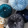 Mode Velvet geplooide ronde vloer stoel rug kussen kussen kussen pouf zachte comfortabele worp home sofa decor 220507