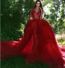 Bubai Vin Rouge Sirène Robe De Mariée Avec Train Détachable 2023 Arabie Arabe Dentelle Bouton Appliques Robes De Mariée Robes De Noiva