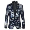 Ternos masculinos Jaqueta de terno masculino 2022 Autumn Fashion Flower Bronzing Prind Slim Blazer