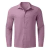 Camicie casual da uomo Camicia estiva in cotone e lino tinta unita ampia Camicia da uomo con colletto rovesciato Bottoni etnici Bellissimi uomini retrò Costumi da bagno