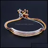 Charm Bracelets Charm Bracelets New Fahion Rose Gold Plated Single Row Cubic Zirconia Bangle Cz Crystal Bling Adjustable C Bdejewelr Dhtfx