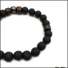 Beaded Mens Lava Rock Essential Oil Diffuser Armband For Women Natural Stone Magnetic Wood P￤rlor Charm Diy Fashion Jewelry i DR DH0Q3