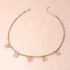 Collier ras du cou avec pendentif papillon creux en cristal de luxe, couleur or, accessoire de bijoux Simple et tendance