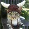 Cat Costumes Cat Knitted Hats Pirate Horn Cats And Dogs Costumes Cap Pet Knitteds New Characteristic Cute Caps Manual Hat In 2021122 Dhtga