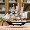 Home Decoration Accessories For Living Room Wood Sailboat Model Figurines Office Desk Modern Boat Gift Christmas 220510