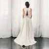 Trouwjurk 2 stuks Vestidos de noiva eenvoudige satijnen jurken a-line boho 2022 sweep trein elegante bruid prinses strandjurk