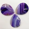 Naszyjniki wiszące stylowy kolorowy styl płaski dół kabochon naturalny paski onyksowe wisiorki uroki purple 6pcs 40 50 mm