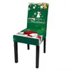 Couvre la chaise 3d Trele de Noël Stretch Decor Decor Cartoon Santa Claus Elk Snowflake Noël Party Elastic Hlebcovers Green