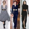 B￤lten Elastisk bred midjeb￤lte f￶r kvinnor Guldmetall Buckle Corset Pu Leather Lady Dress Coat Strap Female Midjeband