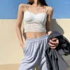 Yoga outfit kvinnor rör topp sexig spets skörd kamisol underkläder kvinnlig bh toppar mode kort tank sport för