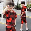 Clothing Sets Kids Boys Summer Children Short Sleeve T Shirt Pant 2Pcs Of Children's Sport Suit 4-14 Ages 4 7 9 13Year